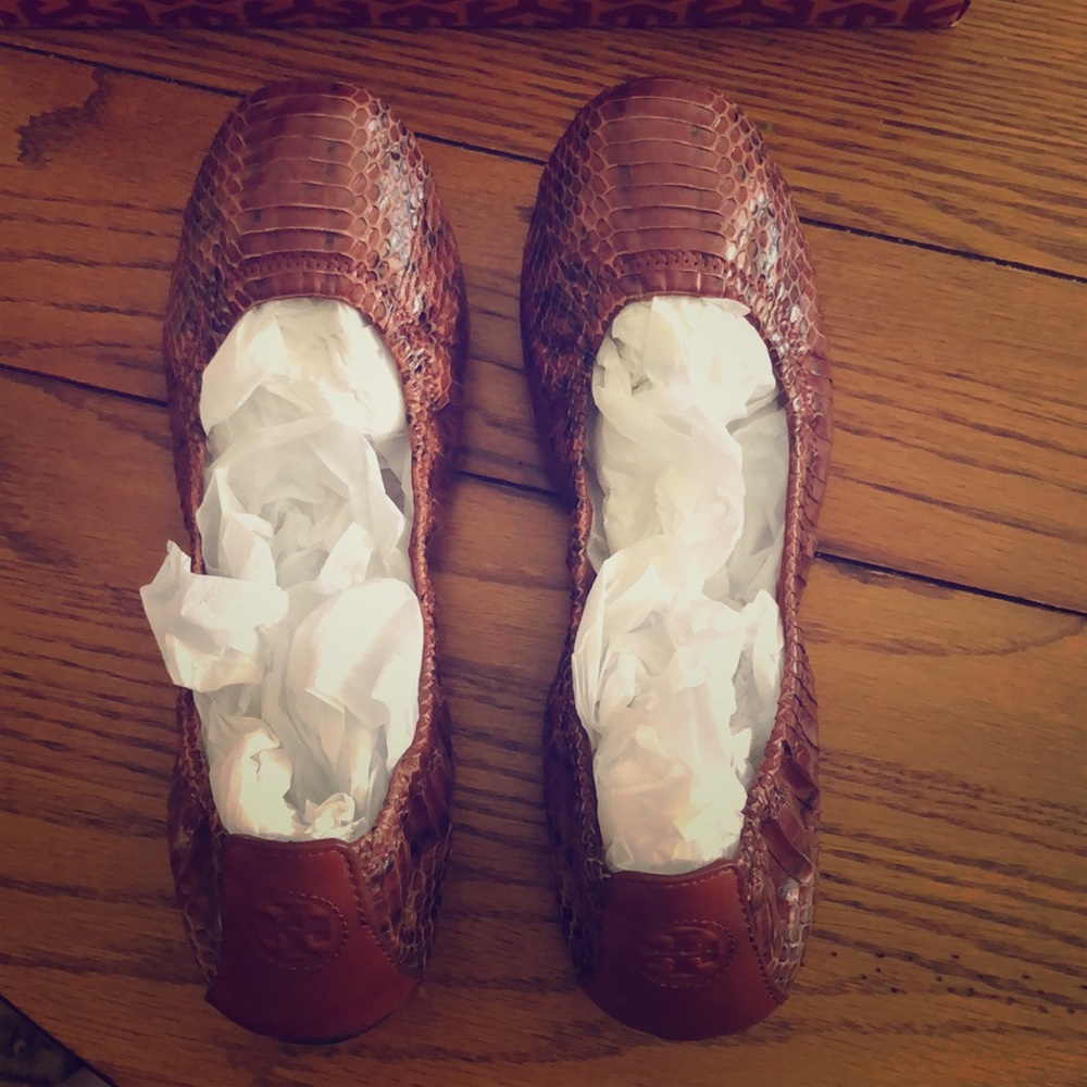 Tory Burch snakeskin flats.